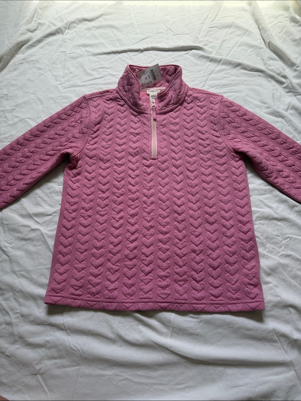 Crewcuts Quilted Heart-Pattern Half-Zip Turtleneck Sweater - Pink